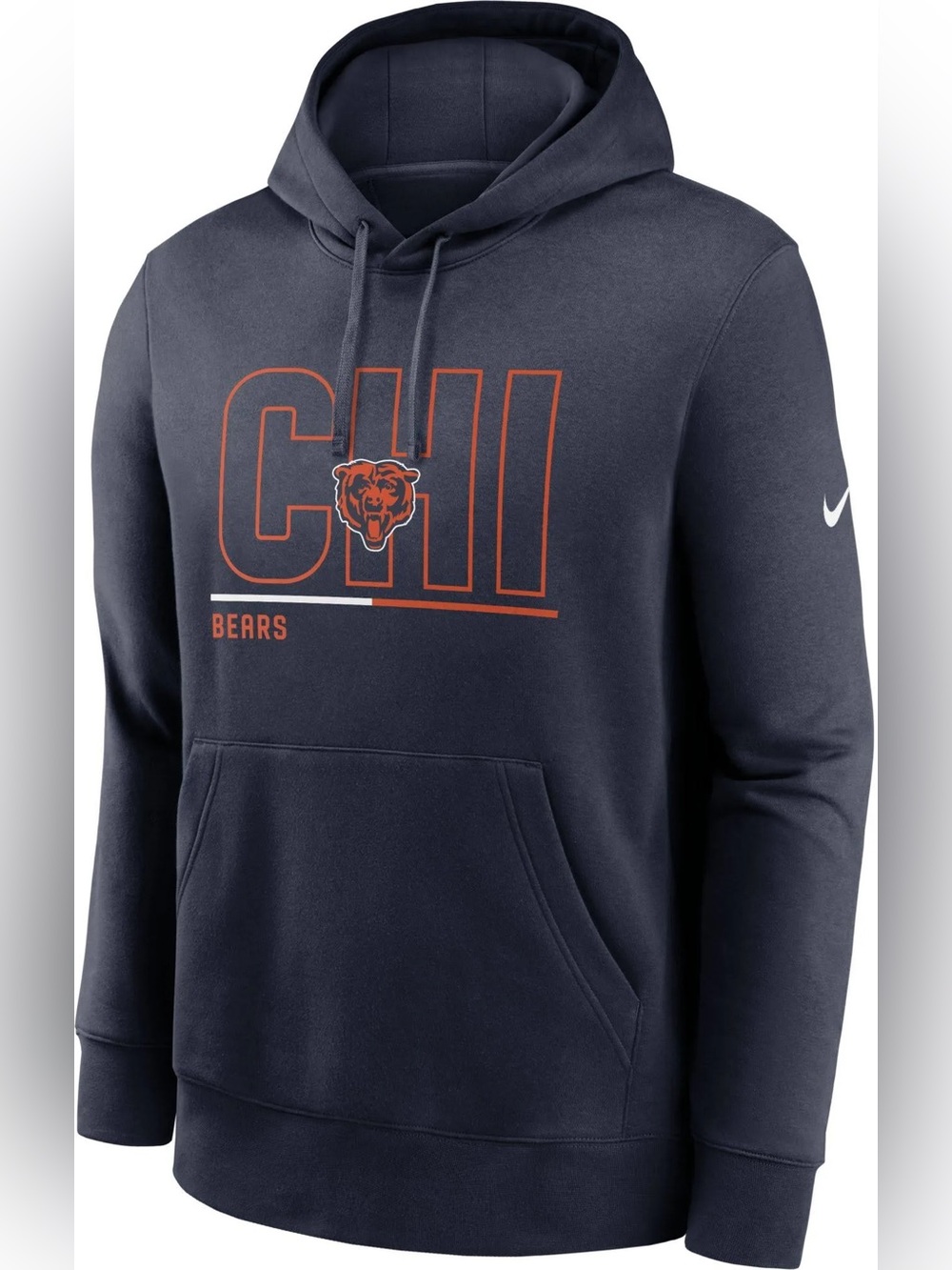Men's Nike Navy Chicago Bears City Code Club Fleece Pullover Hoodie Medium EUC